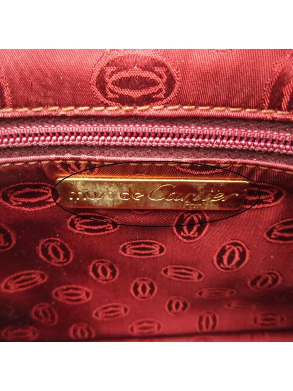 Cartier Clutch Must Line Handbag Vintage Purse Burgundy